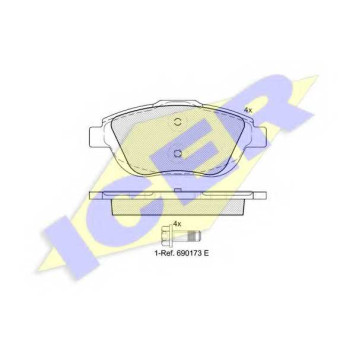 Колодки тормозные дисковые для CITROEN C3, DS3 / PEUGEOT 2008 <b>ICER 181925 / 24883</b>