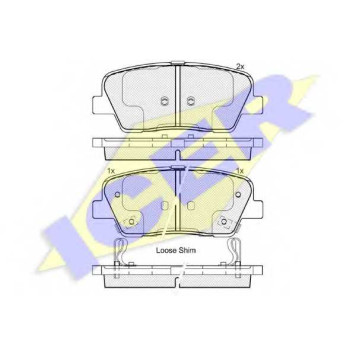 Колодки тормозные дисковые для HYUNDAI EQUUS / CENTENNIAL, GENESIS(BH), SANTA FE(CM,DM) / KIA SORENTO(XM) <b>ICER 181954 / 25520</b>