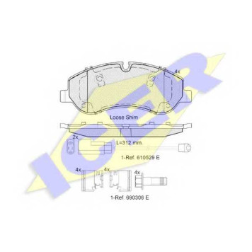 Колодки тормозные дисковые для FORD TOURNEO CUSTOM, TRANSIT CUSTOM, TRANSIT <b>ICER 142119 / 25602</b>