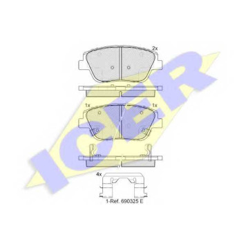 Колодки тормозные дисковые для HYUNDAI SONATA(YF) / KIA OPTIMA <b>ICER 182136 / 25644</b>