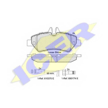 Колодки тормозные дисковые для MERCEDES SPRINTER(906) / VW CRAFTER(2E#,2F#) <b>ICER 141787 / 29190</b>
