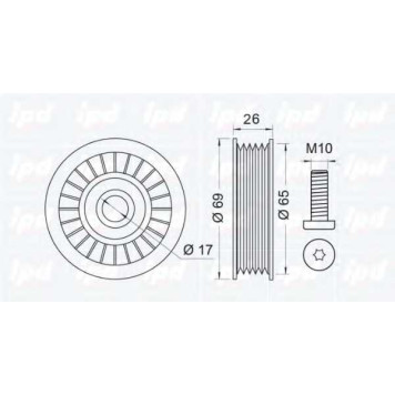 Паразитный / ведущий ролик поликлинового ременя IPD 15-3204-1