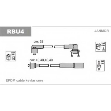 Комплект проводов зажигания JANMOR RBU4