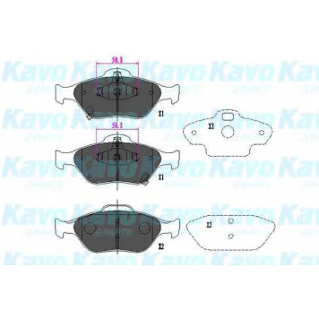 Колодки тормозные дисковые для DAIHATSU CHARADE / TOYOTA YARIS(KSP13#, KSP9#, NCP13#, NCP9#, NHP13#, NLP13#, NSP13#, NSP9#, SCP9#, ZSP9#) <b>KAVO PARTS KBP-9091</b>