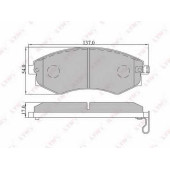 Колодки тормозные дисковые передний для HYUNDAI COUPE(RD), ELANTRA(XD), LANTRA(J-2), MATRIX(FC), SONATA(EF,NF) <b>LYNXauto BD-3607</b>