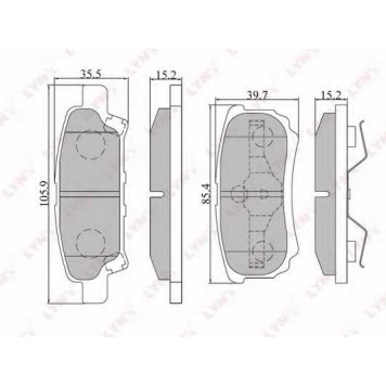 Колодки тормозные дисковые для CHRYSLER SEBRING(JS) / MITSUBISHI LANCER(CJ-CP#, CS#A, CS#W, CT0, CX#A, CY/Z#A), OUTLANDER(CU#W) <b>LYNXauto BD-5505</b>