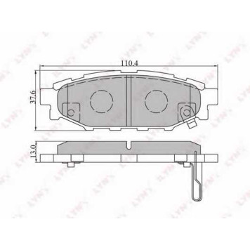 Колодки тормозные дисковые задний для SUBARU FORESTER(SH), IMPREZA(G3,GH,GR), LEGACY(B13#,BL,BM,BP,BR), OUTBACK(BL,BM,BP,BR) <b>LYNXauto BD-7103</b>