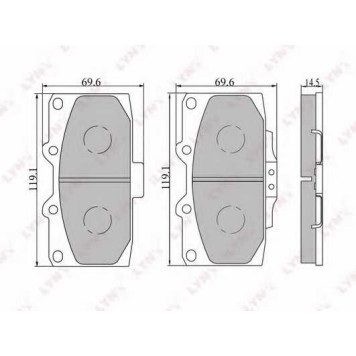 Колодки тормозные дисковые передний для NISSAN 300 ZX(Z32) / SUBARU FORESTER(SF), IMPREZA(GC,GD,GF,GFC,GG) <b>LYNXauto BD-7107</b>