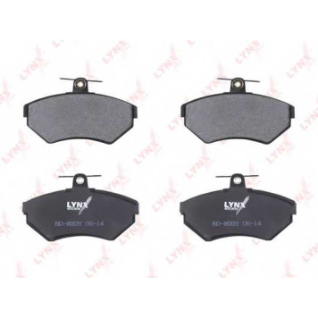 Колодки тормозные дисковые передний для VW CADDY(9K9A,9K9B), GOLF(1E7,1H1,1H5), LUPO(6E1,6X1), PASSAT(35I,3A2,3A5), POLO(6KV2,6KV5,6N1,6N2), VENTO(1H2) <b>LYNXauto BD-8009</b>-1