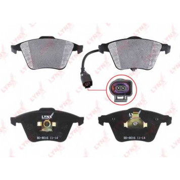 Колодки тормозные дисковые передний для AUDI A3(8P1,8PA) / SKODA SUPERB(3T4,3T5) / VW CC(358), EOS(1F7,1F8), GOLF(1K1,521,5K1,5M1), PASSAT(357,3C2,3C5) <b>LYNXauto BD-8016</b>-1