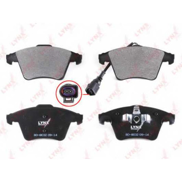 Колодки тормозные дисковые передний для VW MULTIVAN(7EF, 7EM, 7EN, 7HF, 7HM, 7HN), TRANSPORTER(7E, 7EA, 7EB, 7EF, 7EG, 7EH, 7EJ, 7HA, 7HB, 7HF, 7HH, 7HJ, 7JD, 7JE) <b>LYNXauto BD-8032</b>-1