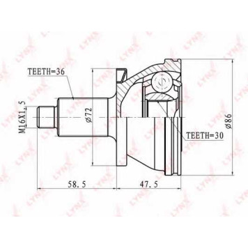 Шарнирный комплект приводного вала LYNXauto CO-1227