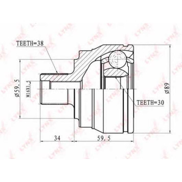 Шарнирный комплект приводного вала LYNXauto CO-1236