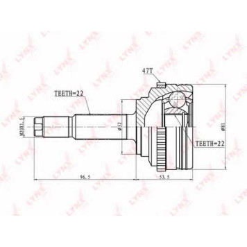 Шарнирный комплект приводного вала LYNXauto CO-1825A