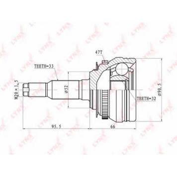 Шарнирный комплект приводного вала LYNXauto CO-1839A