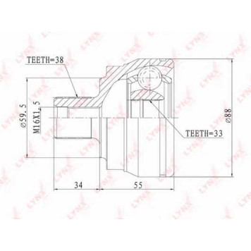 Шарнирный комплект приводного вала LYNXauto CO-2802