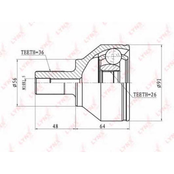 Шарнирный комплект приводного вала LYNXauto CO-3057