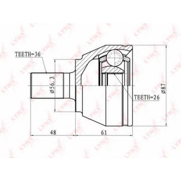 Шарнирный комплект приводного вала LYNXauto CO-3058