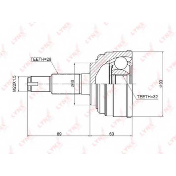 Шарнирный комплект приводного вала LYNXauto CO-3401