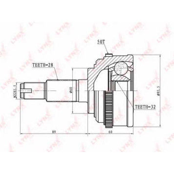 Шарнирный комплект приводного вала LYNXauto CO-3414A