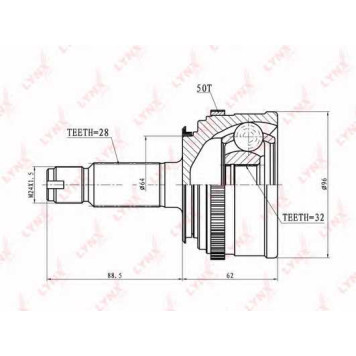 Шарнирный комплект приводного вала LYNXauto CO-3446A