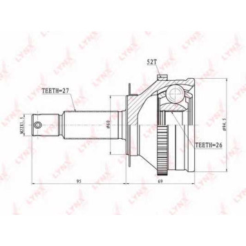 Шарнирный комплект приводного вала LYNXauto CO-3624A