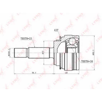 Шарнирный комплект приводного вала LYNXauto CO-3636A