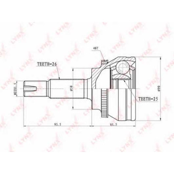 Шарнирный комплект приводного вала LYNXauto CO-3647A