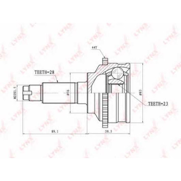 Шарнирный комплект приводного вала LYNXauto CO-3652A