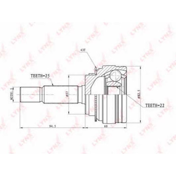Шарнирный комплект приводного вала LYNXauto CO-3657A