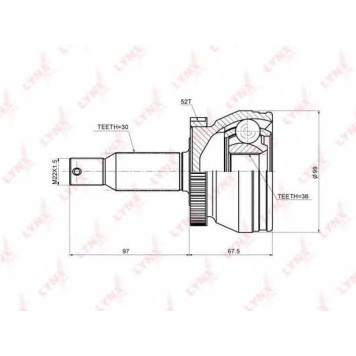 Шарнирный комплект приводного вала LYNXauto CO-3695A