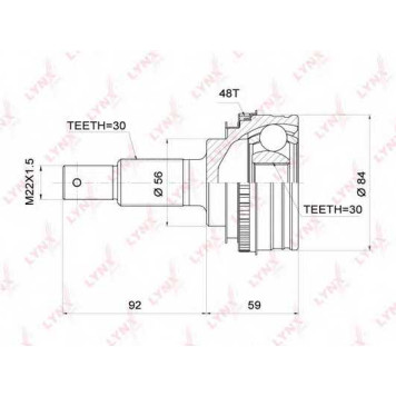 Шарнирный комплект приводного вала LYNXauto CO-3710A