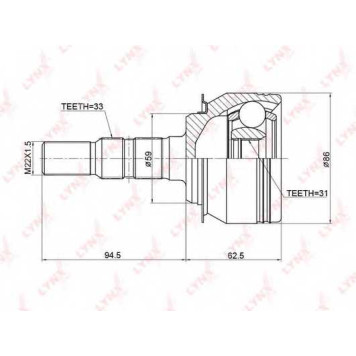 Шарнирный комплект приводного вала LYNXauto CO-3766