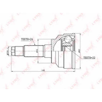Шарнирный комплект приводного вала LYNXauto CO-4403
