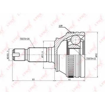 Шарнирный комплект приводного вала LYNXauto CO-5000A