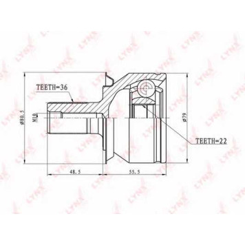 Шарнирный комплект приводного вала LYNXauto CO-5102