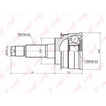 Шарнирный комплект приводного вала LYNXauto CO-5110
