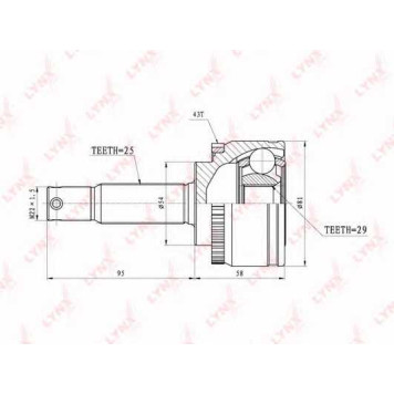 Шарнирный комплект приводного вала LYNXauto CO-5516A