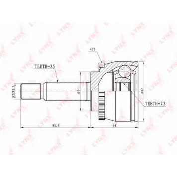 Шарнирный комплект приводного вала LYNXauto CO-5526A
