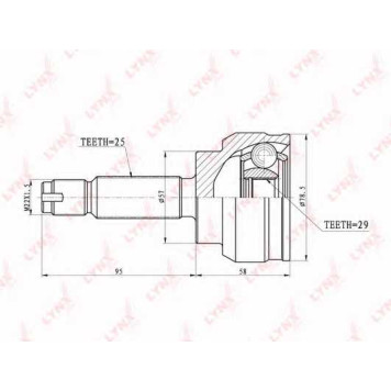 Шарнирный комплект приводного вала LYNXauto CO-5533