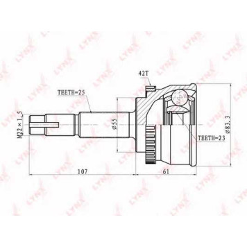 Шарнирный комплект приводного вала LYNXauto CO-5722A