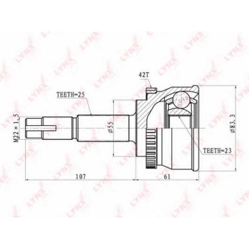 Шарнирный комплект приводного вала LYNXauto CO-5725A