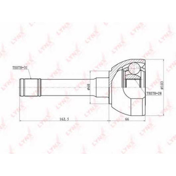 Шарнирный комплект приводного вала LYNXauto CO-5735