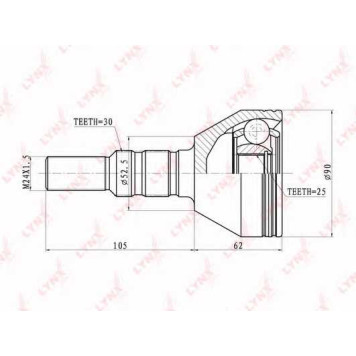Шарнирный комплект приводного вала LYNXauto CO-5909