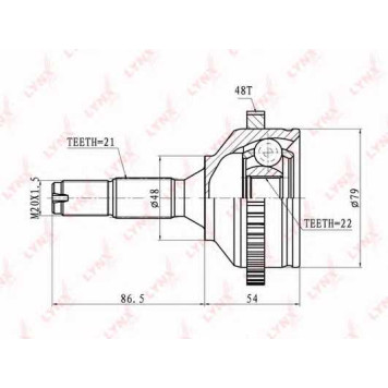 Шарнирный комплект приводного вала LYNXauto CO-6114A