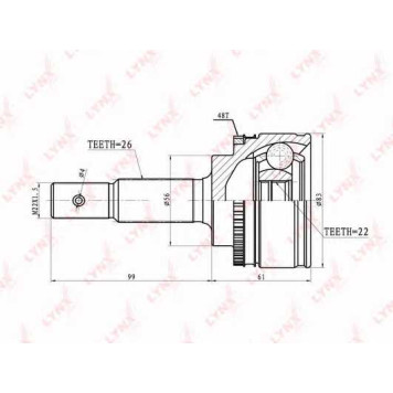 Шарнирный комплект приводного вала LYNXauto CO-7502A