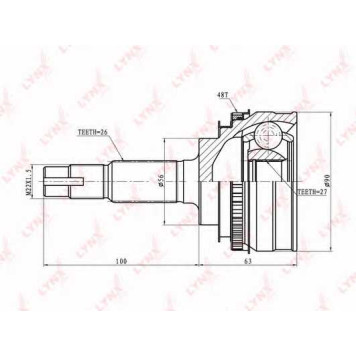Шарнирный комплект приводного вала LYNXauto CO-7511A