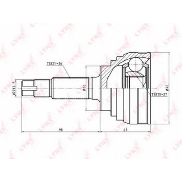 Шарнирный комплект приводного вала LYNXauto CO-7514