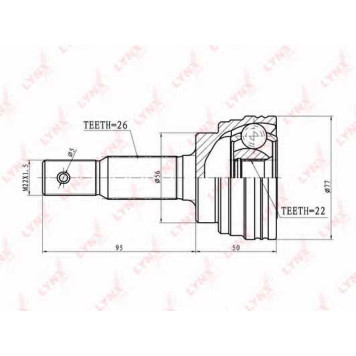 Шарнирный комплект приводного вала LYNXauto CO-7519