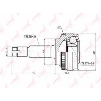 Шарнирный комплект приводного вала LYNXauto CO-7520A